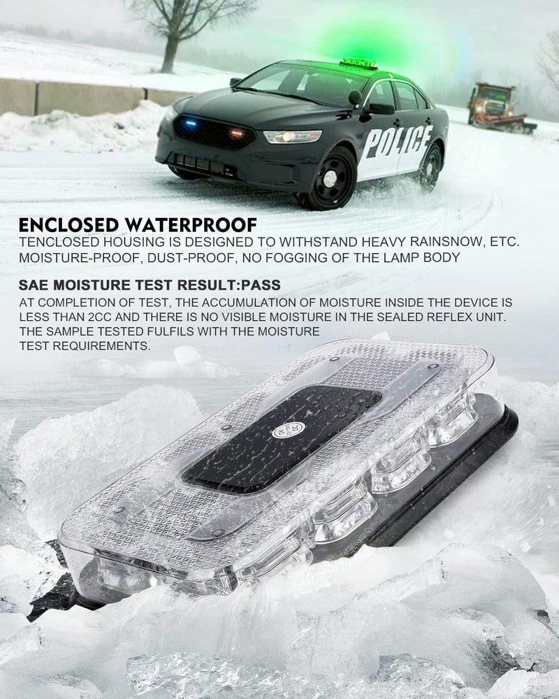 LUMENIX 12" Rooftop Strobe Beacon Light 72 LED Magnetic Emergency Flashing Warning Caution Mini Lights Bar for Law Enforcement POV Vehicles Snowplow Tow Work Trucks Postal Car Patent Design - Green - Image 5